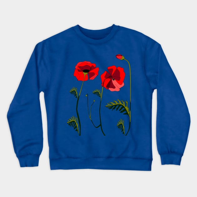 Blooming Poppies Crewneck Sweatshirt by YudyisJudy